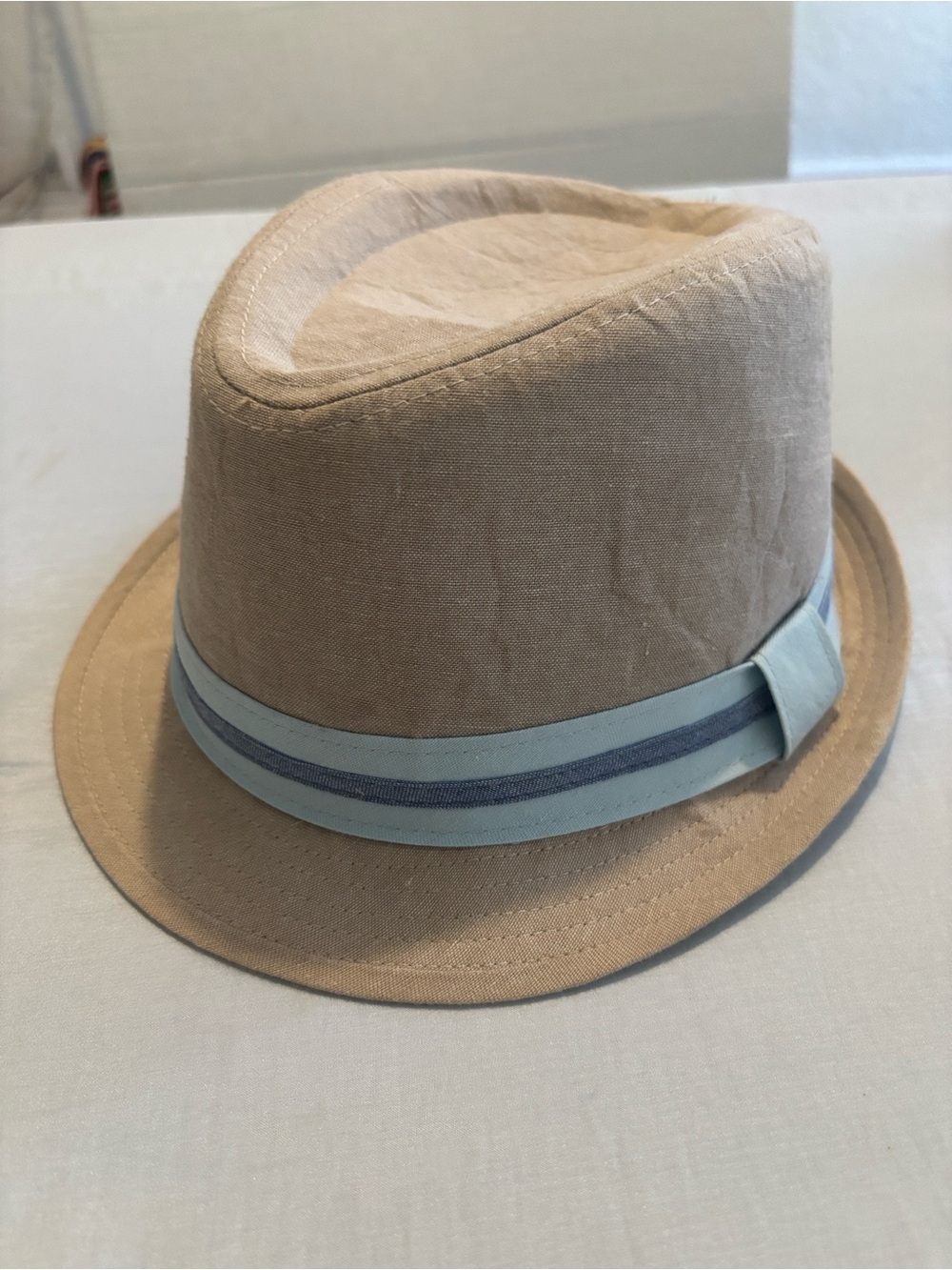 Daniel Cremieux Tan Fedora with Blue Lining